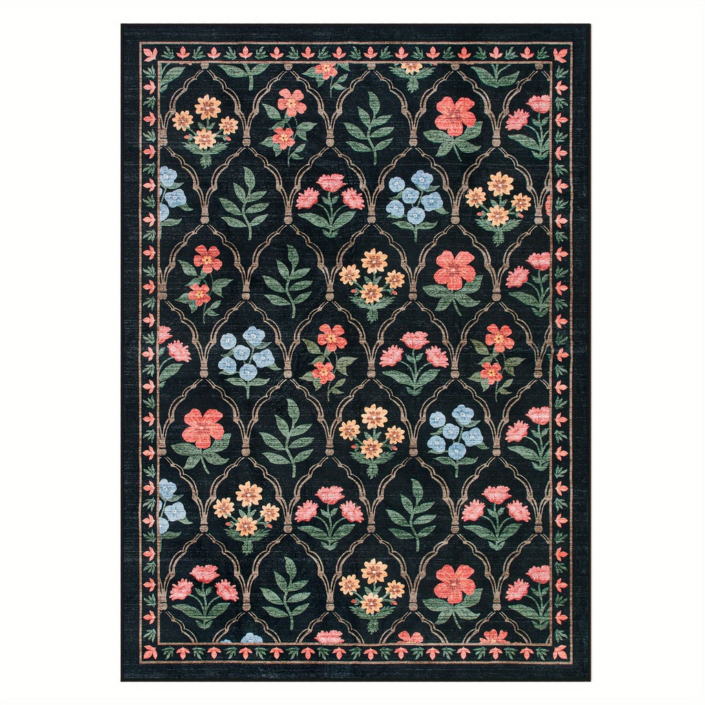 Christmas Area/Runner Rugs for Living Room, Washable Rug Carpet, Non-Slip Low Pile Soft Flowers And Plants Moroccan Holiday Xmas Decor Throw Mat for Living Room/Bedroom/Kitchen
