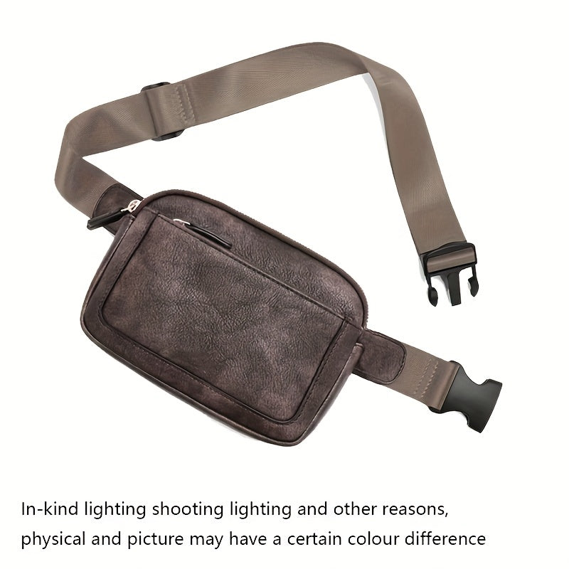 Mini Cute Color Block Sling Bag, Lightweight Portable PU Leather Outdoor Sports Fitness Chest Bag