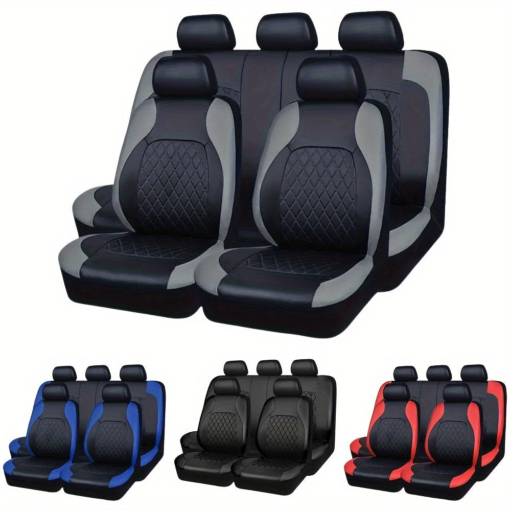 Universal Faux Leather Car Seat Covers Full Set Car Seat Covers Full Set Front Seats and Rear Bench, Universal Fit 5 Seat Covers for SUV, Automotive Truck, Scratch Proof