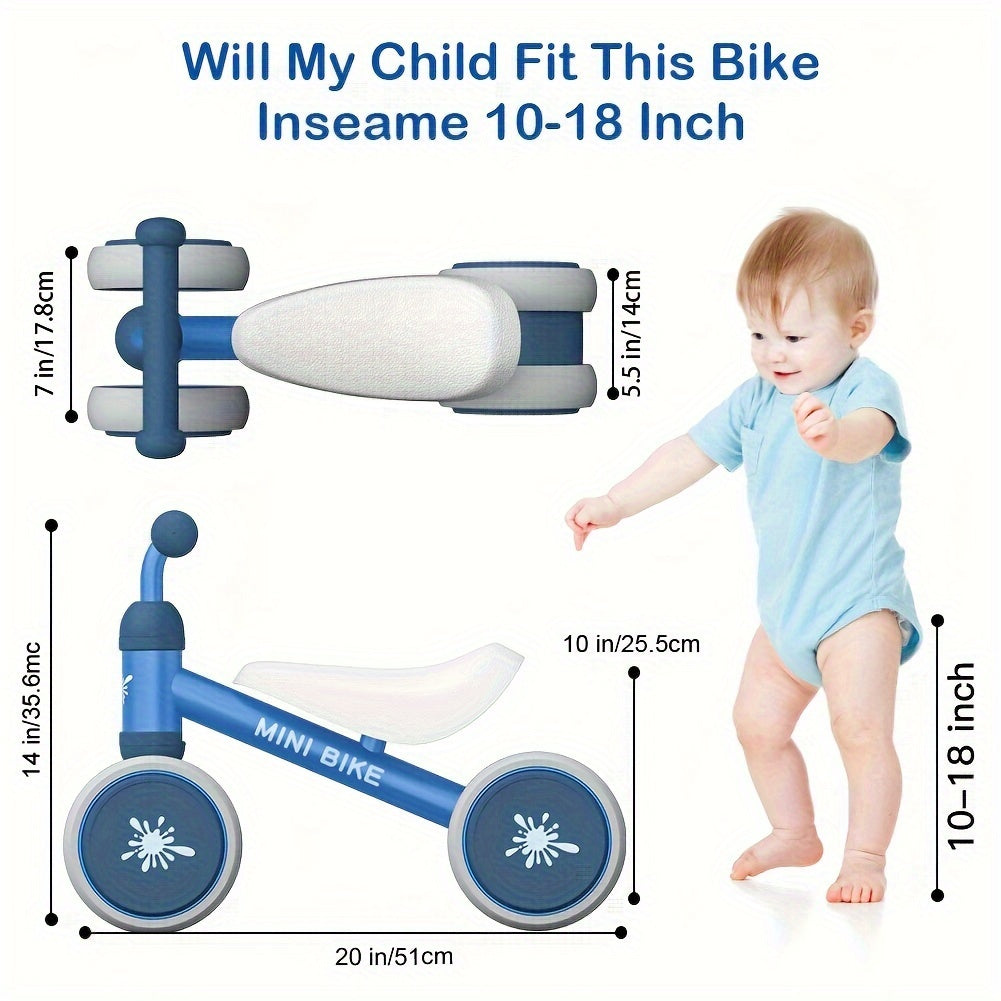 Baby Balance Bike Toys for 1 Year Old Boy Girl Gifts, 10-24 Month Toddler Balance Bike with 4 Silence Wheels, No Pedal Toddler First Bike, First Birthday Gifts Christmas for Boys and Girls