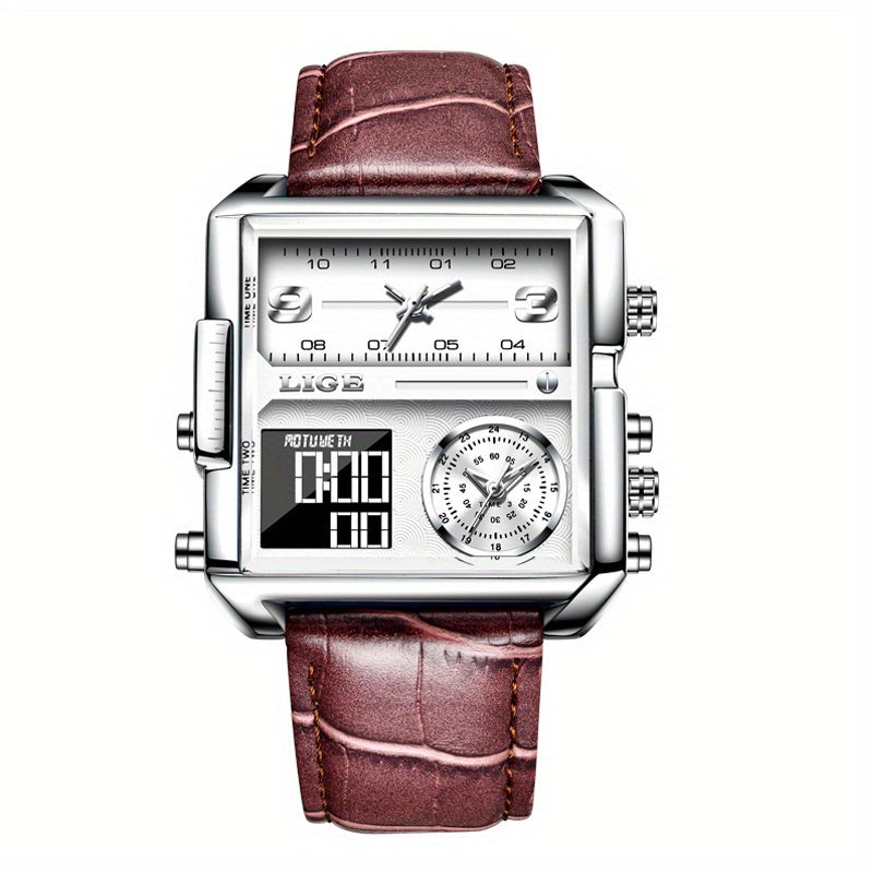 LIGE Fashion Men's Sports Square Analog Big Quartz Watch, Ideal Choice For Gifts