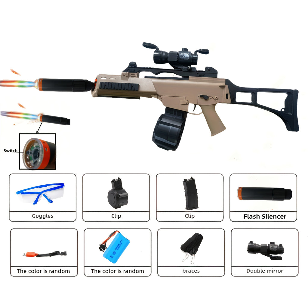 RunRest Blaster Gun, Electric Ball Blaster, With Flash Silencer High Orbeez Gun Performance Cool Toy Gun, Rechargeable Splatter Ball Toys for Outdoor Activities Shooting Game Party Favors.