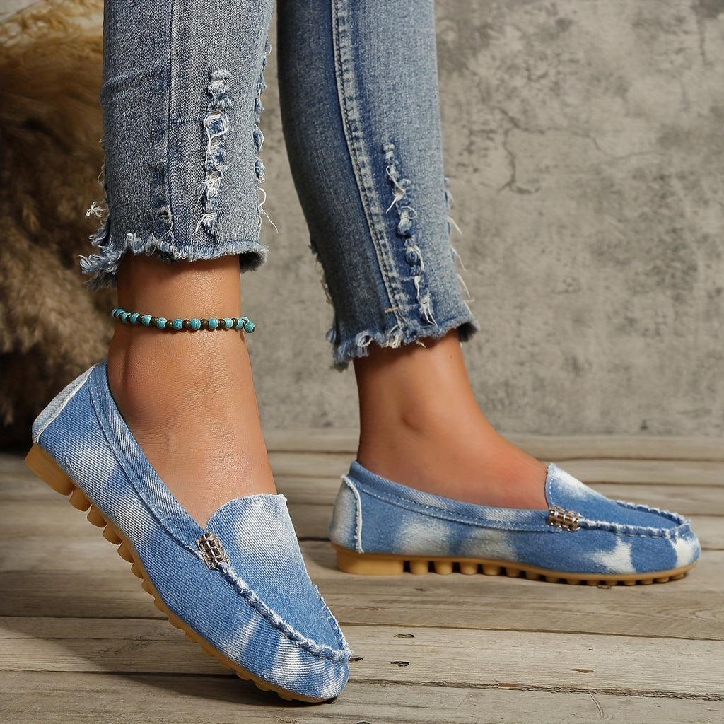 Women's Round Toe Loafers, Solid Comfortable Slip On Shoes, Women's Footwear