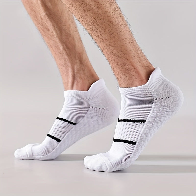 5 Pairs of Thin Mesh Men's Professional Sports Socks, Breathable Sweat-absorbing Anti-odor with Ear Lifting Heel Guard