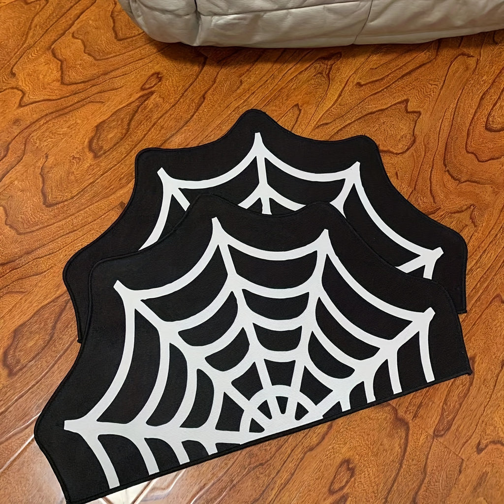 1pc Spider Web Indoor Halloween Rug, Gothic Cute Fun Halloween Bathroom Rugs Non Slip Kitchen Rug Machine Washable, Halloween Accent Throw Area Rugs For Front Door Porch Indoor Doormat