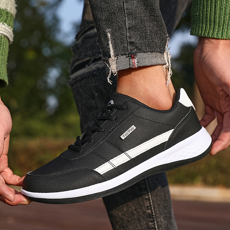 VanWeir Lightweight Men'S Shoes - Navy Blue & White, Stable Lace-Up Sneakers with MD/TPR Sole, Breathable Fabric Lining for Outdoor Sports, Hiking & Casual Wear