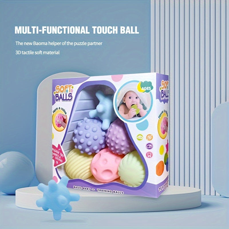 6pcs Soft Silicone Sensory Balls for Youngsters - Multi-Texture, Water Spray & Pinch Play Toys for Learning to Crawl and Fitness