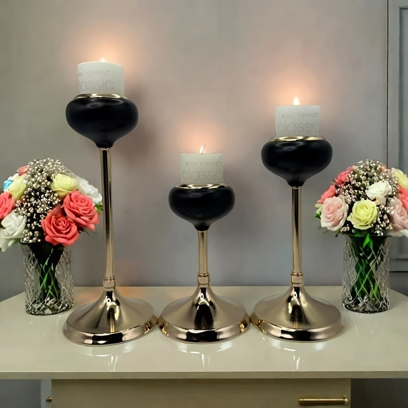 [Luxurious Candle Holders] Luxurious Golden Metal Candle Holders | Elegant Tabletop Decor for Weddings, Home, and Special Occasions, Perfect for Christmas, Halloween, Easter, Thanksgiving, Mother's Day, and Birthday Parties (