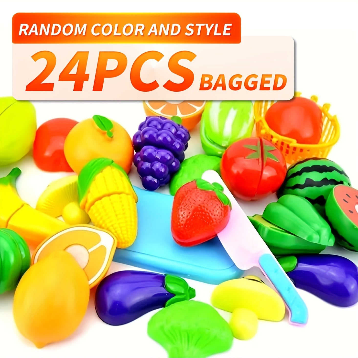 Educational Kitchen Playset for Youngsters - Plastic Fruit and Vegetable Cutting Toys, Simulation Food Set for Boys and Girls, Multicolor ABS Material, Perfect for Winter, New Year
