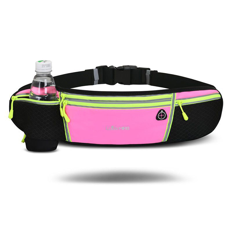 Luan Miao Sports Waist Pack - Black & White, Waterproof Polyester, Adjustable Strap