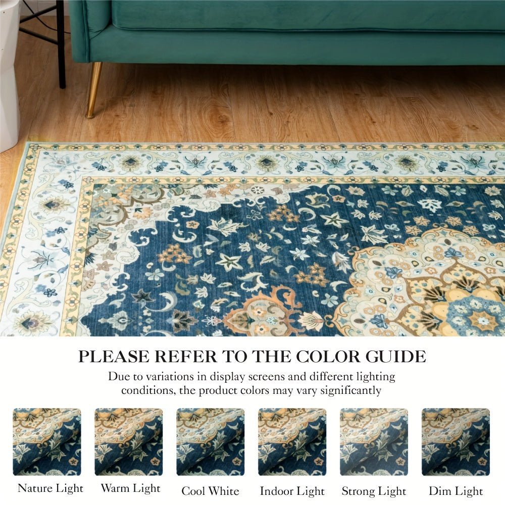 Luxurious Washable Area Mat- Large Size, Non-slip Backing, Faux Imitation Cashmere Rugs for Living Room, Lounge Area, Garden, Home Office-Fine Decorative Rugs for Casual And Outdoor Living Use