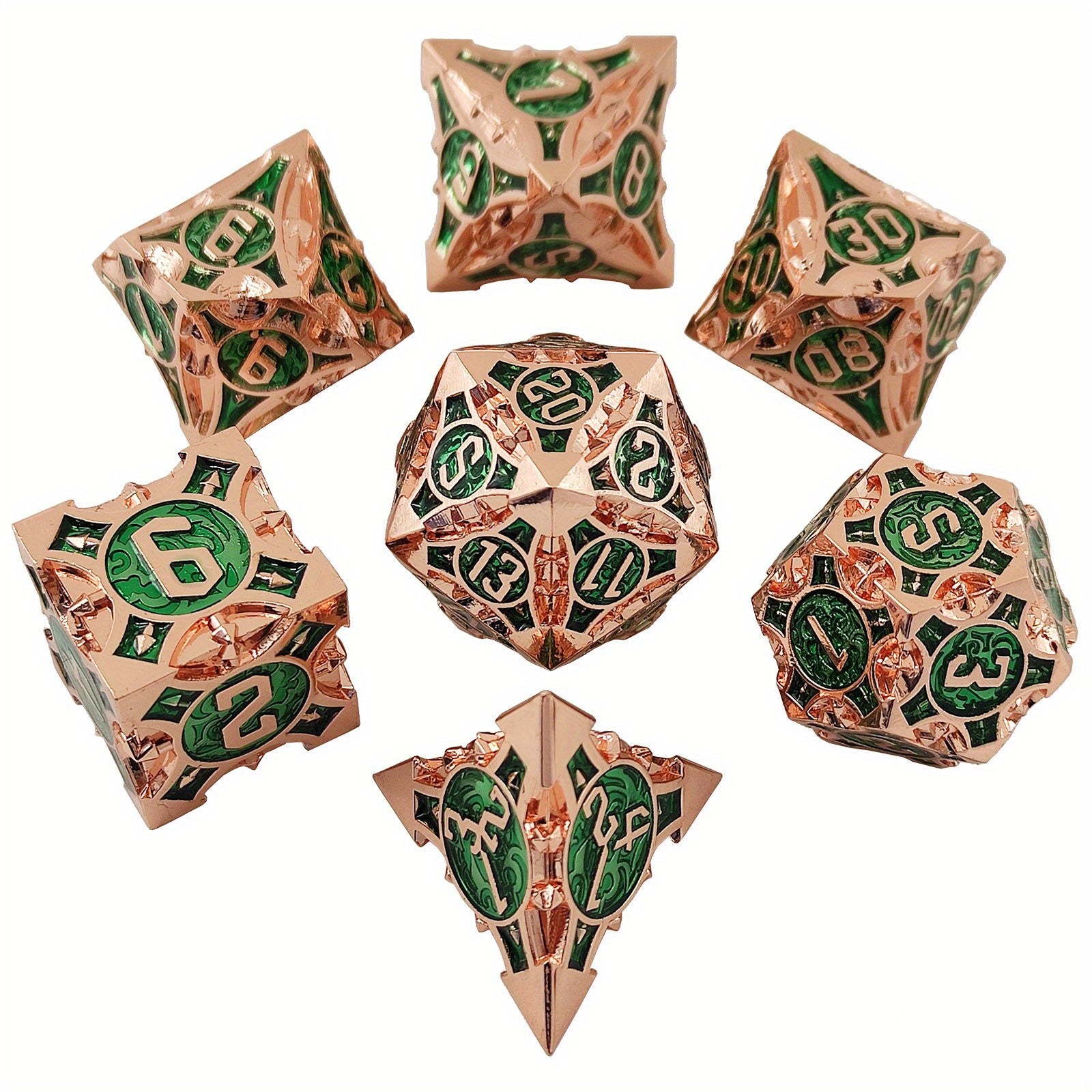 Metal Dice Set, 7 Die Metal Polyhedral Dice Set With Gift Metal Box And Golden Number For Metal Dice Set Christmas, Halloween, Thanksgiving Gift, gaming gift