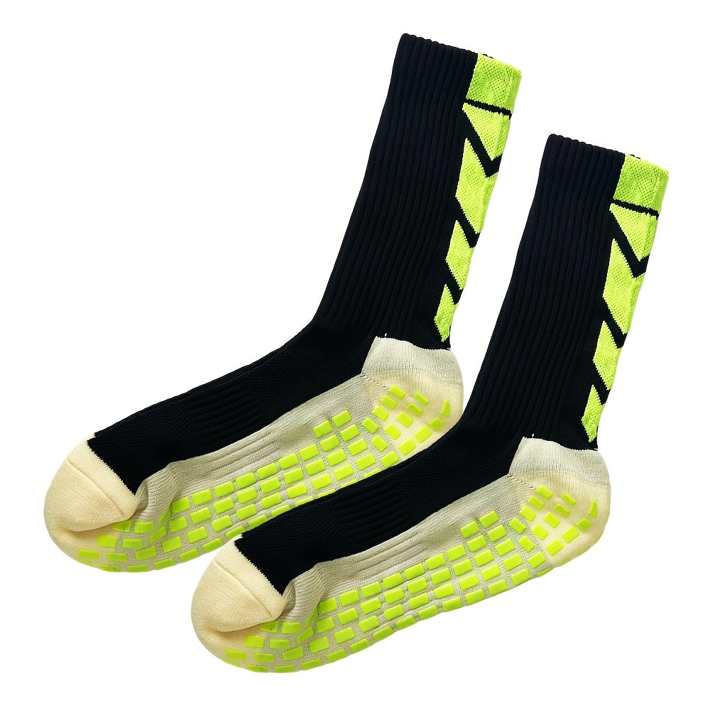 Non-Slip Rubber Grip Cushioned Soccer Socks - Anti-Slip Training Socks with Non-Slip Traction, All-Season Athletic Socks for Football, Basketball, Running, Hiking