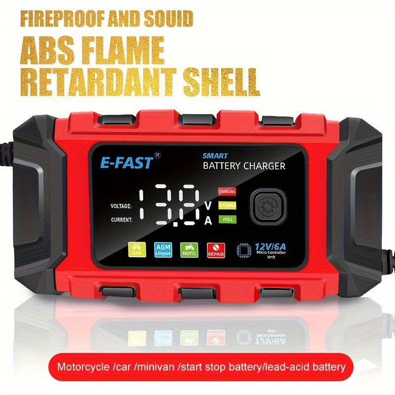 12V 6A Intelligent Car Battery Charger - Advanced Automotive Battery Maintaine