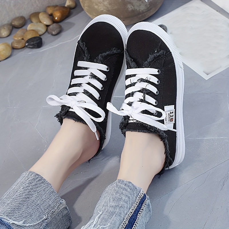 [Lightweight Sports Shoes] Lightweight Breathable Women's Flat Sports Shoes | Casual Running Walking Sneakers, Solid Color