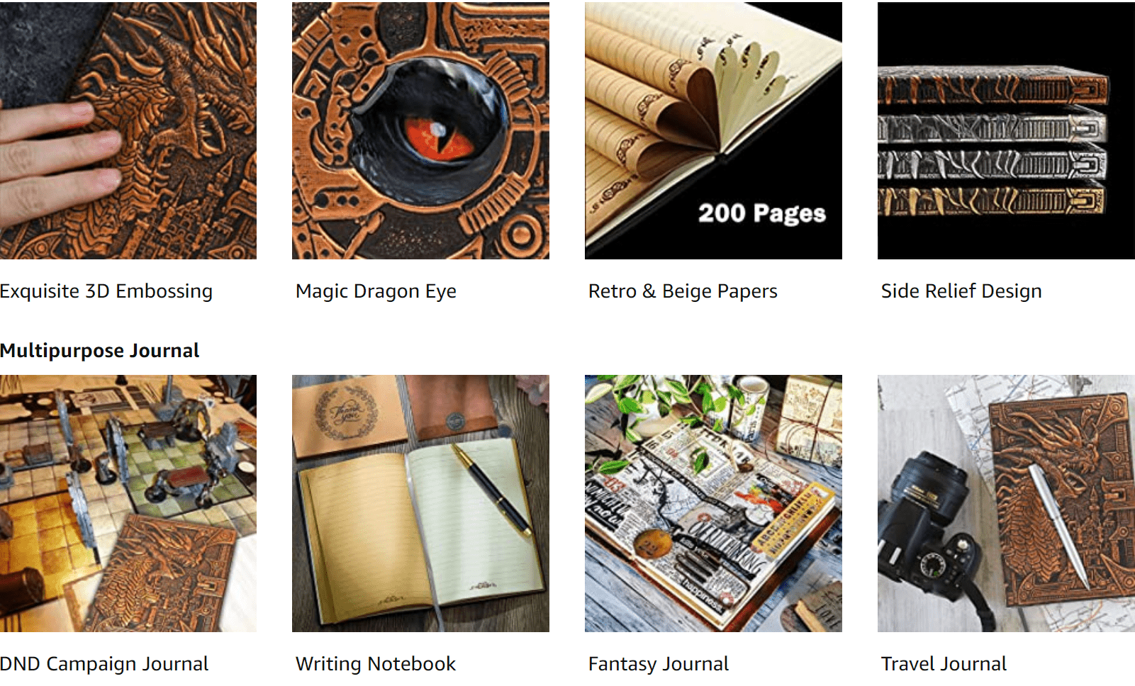 AOXUNDIY Embossed Dragon Journal Notebook, Animal Theme Plain Ruling Writing Pad with 3D Metal Dinosaur Design, Dinosaur Room Decor