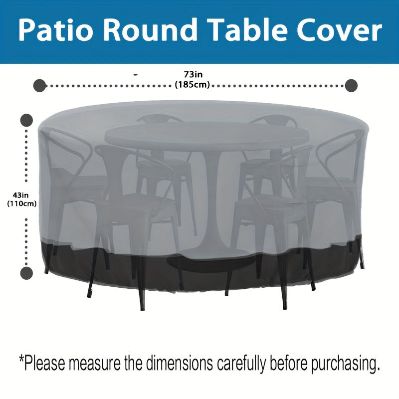 1pc Circular Terrace Furniture Cover, 210D Oxford Cloth Waterproof Outdoor Furniture Cover, Terrace Dining Table Cover, Garden Round Table Cover