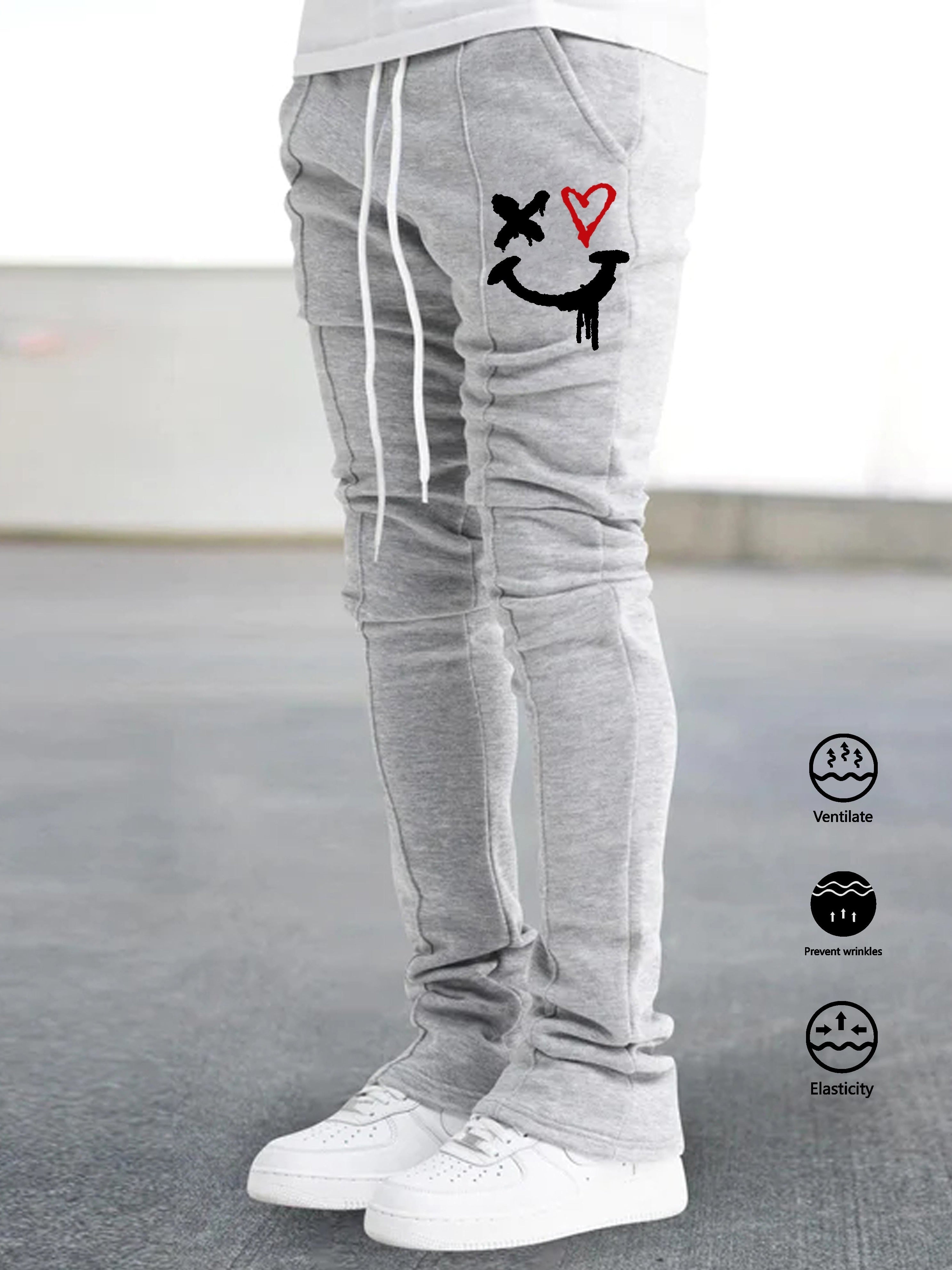 The Hottest Anti-Wrinkle Micro-Elastic Comfortable And Breathable Men'S Casual Trousers Front Mid-Flare Men'S Trousers Jogging Sports Trousers Trendy Trousers Rock Hip-Hop Trousers
