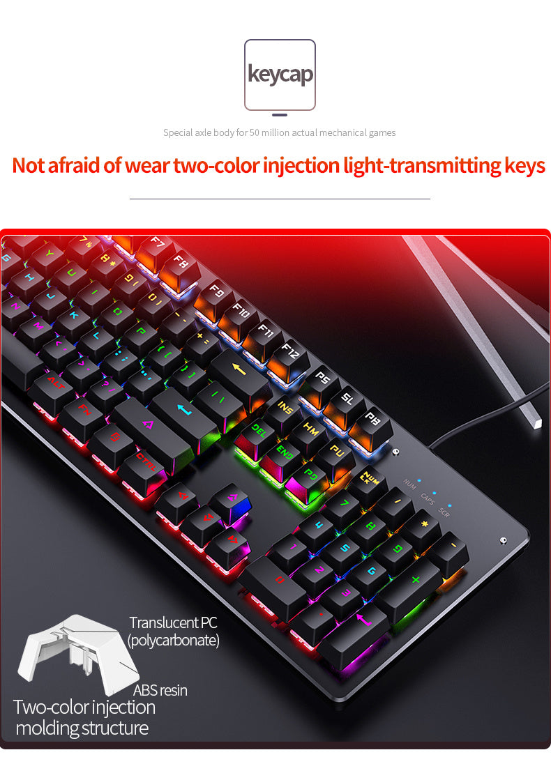 YINDIAO Gaming/Office Mechanical Keyboard, Wired USB Plug