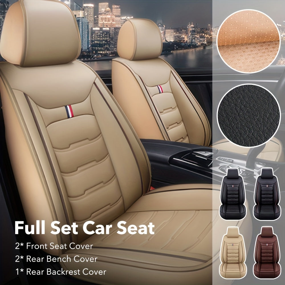 5-Seat Full Set PU Leather Car Seat Covers - Premium Comfort, Full Surround Protection