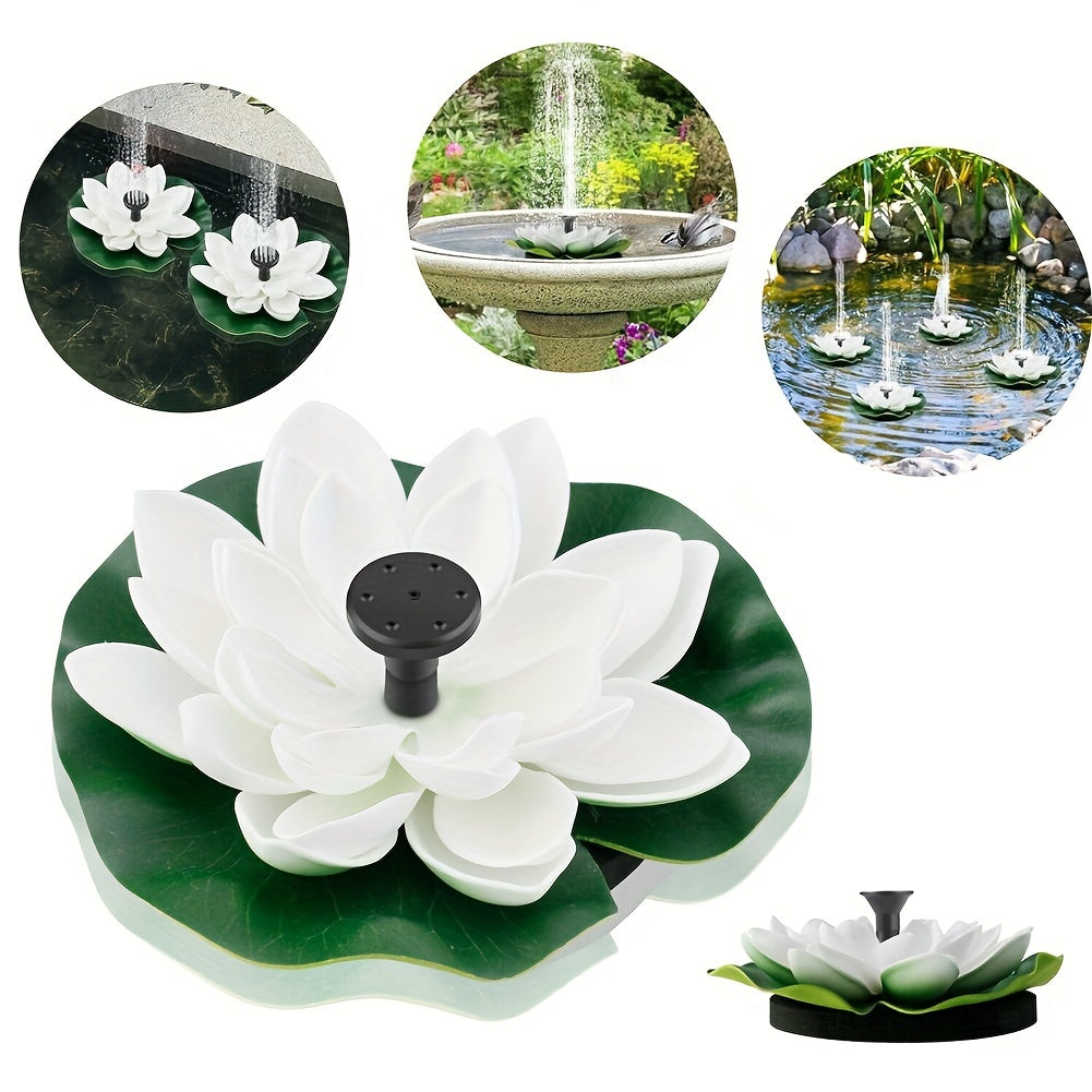 1 Set 1.5W Solar Lotus Fountain Pump, 3m/118 Inch Split Extension Cable, Upgraded To 8 Solar Fountain Nozzles, Suitable For Bird Bath, Bird Bath Drinking Water Pool, Pond And Garden Decoration Water Features (Battery Free)