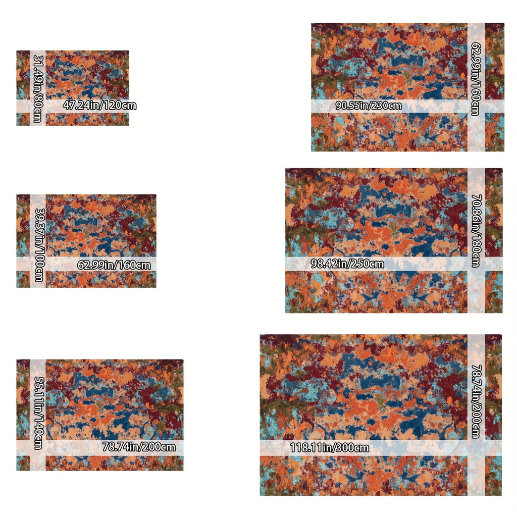 Large Rectangular Imitation Cashmere Carpet - Soft Plush 78.74"x118.11" (200x300cm) Blue Orange Brown Beige Modern Abstract Pattern, Machine-Made with Rubber Backing, Easy to Clean Durable Floor Mat for Bedroom, Living Room,