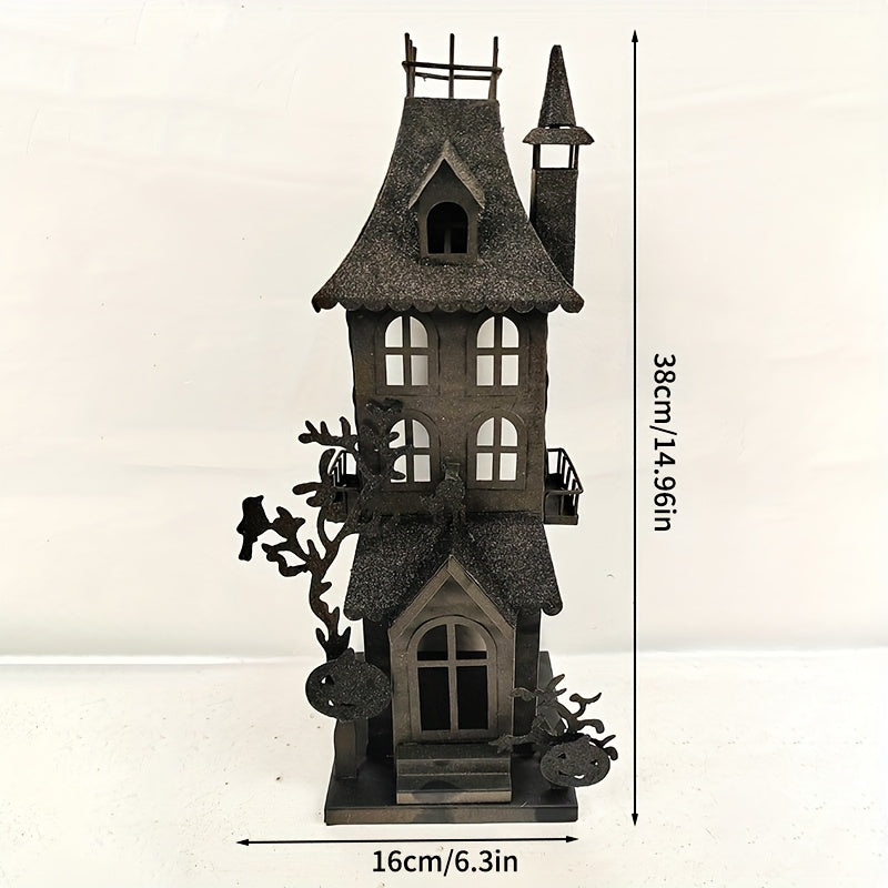 A Two-Tiered Pumpkin Spire Candelabra for a Haunted House, Perfect for Creating a Halloween Atmosphere. This Creative Candelabra Decoration Makes a Great Gift for Festive Occasions And Home Decor (Candles And Glass Not Includ