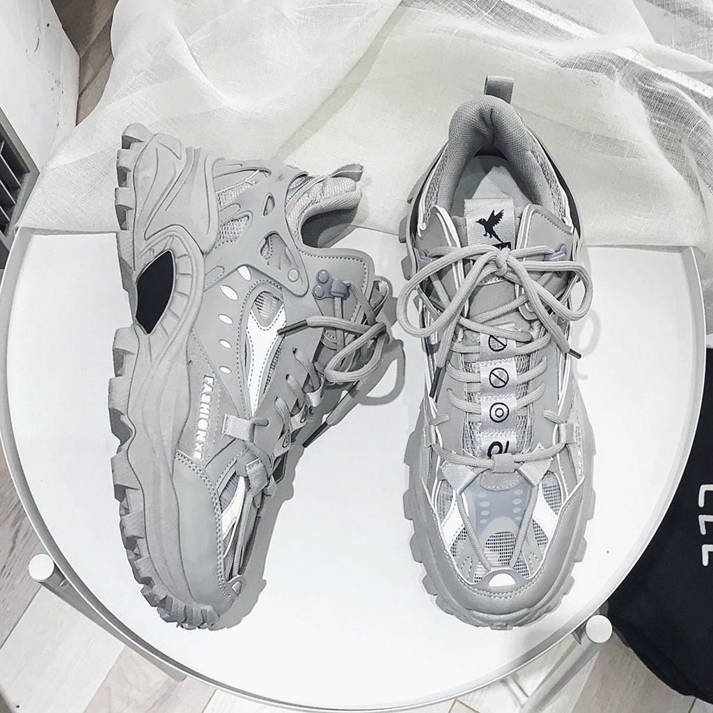 [1 Pair Men'S Cloud Pattern Sneakers] Round Toe Lace-Up  Athletic Sneakers, Sports , Breathable Fabric