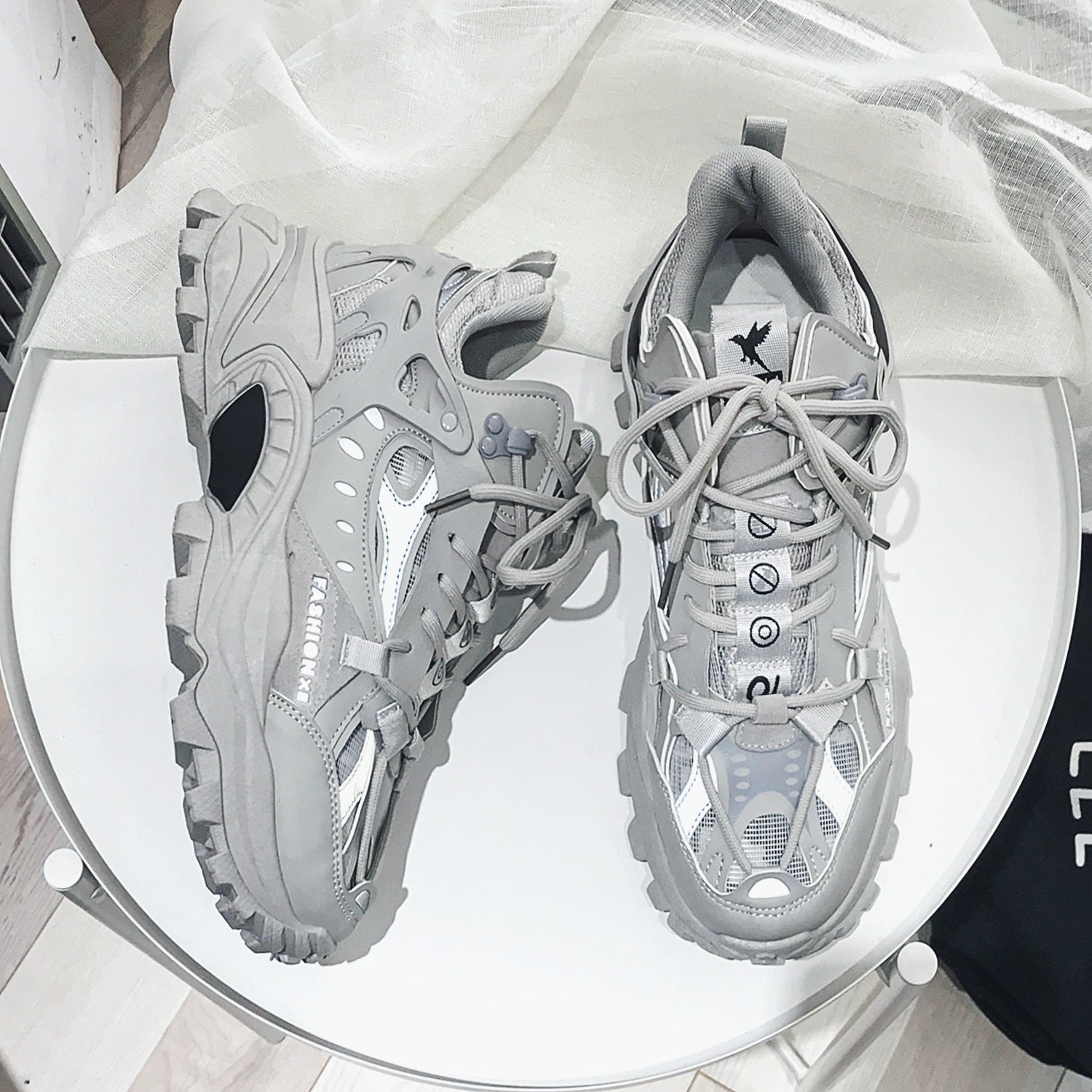 [1 Pair Men'S Cloud Pattern Sneakers] Round Toe Lace-Up  Athletic Sneakers, Sports , Breathable Fabric