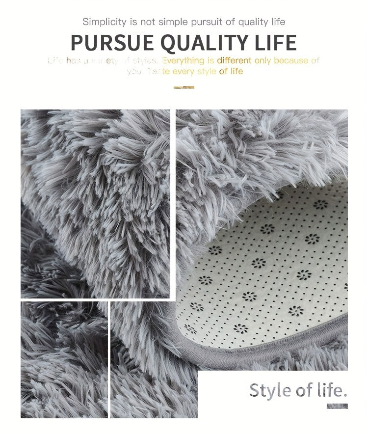 Luxurious Light Gray Plush Bedroom Mat - Soft, Skin-Friendly & Easy Care, Non-Slip Backing, Cozy Warm Mat for Home Decor, Rugs for Bedroom