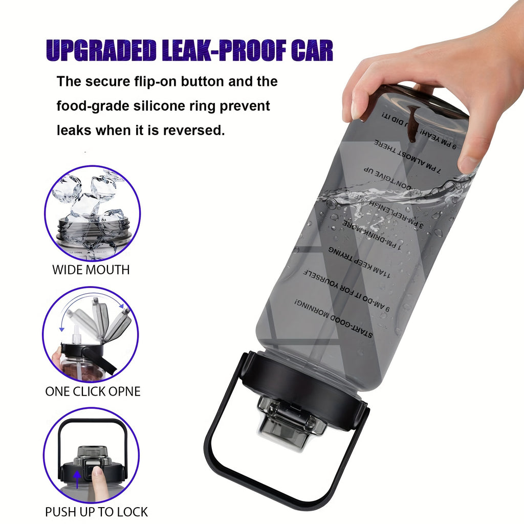 1pc Leakproof Insulated Water Bottle with Straw & Chug Lid - Durable with Storage Sleeve, Easy Carry Handle for All-Day Hydration - Perfect for Sports, Gym & Outdoor Activities