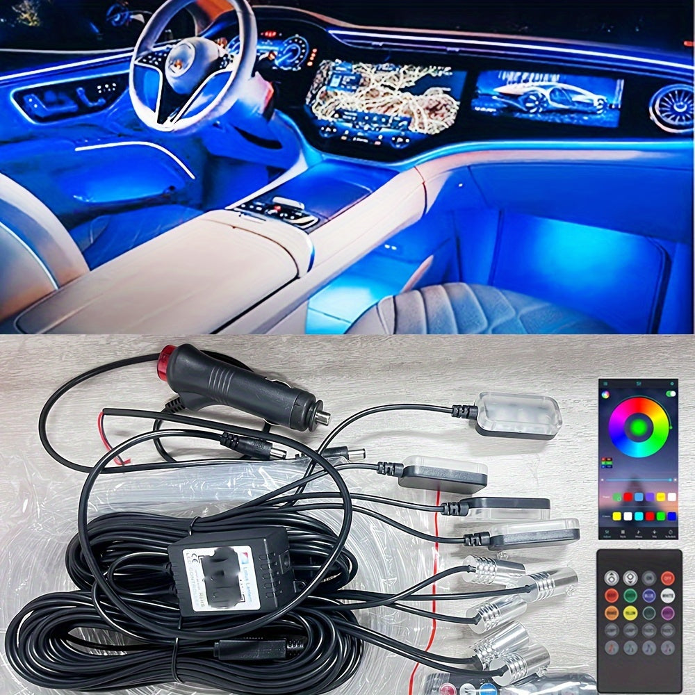 1pc 400 Inch 9-in-1 RGB LED Car Interior Strip Lights