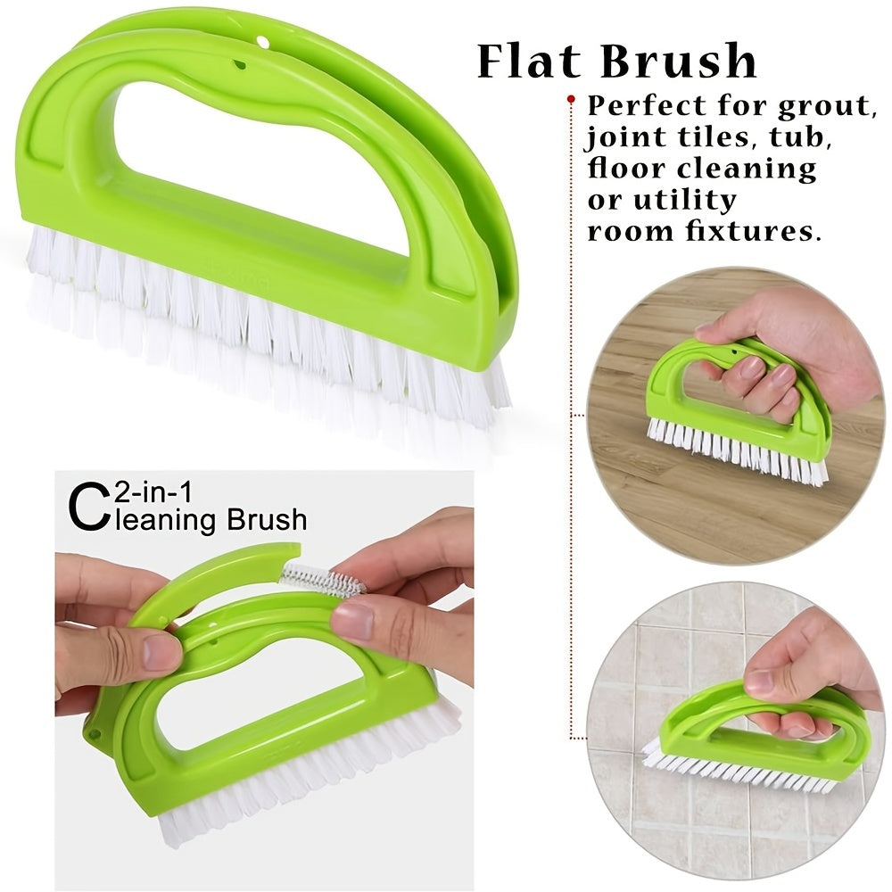 4pcs Grout Cleaning Brush Set with Handle - Durable Nylon & Food-Grade PP, R