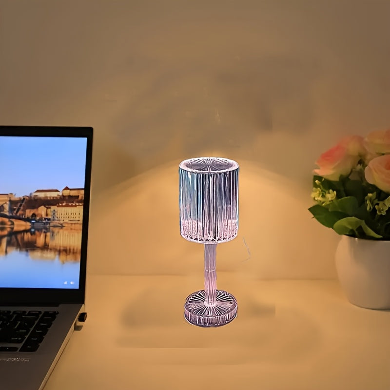 [Touch Control] Elegant Crystal Touch Control Bedside Lamp | Adjustable LED Light | Crystal | Dimmable, USB Charging, Rechargeable Battery | Indoor Decor | Modern | Adjustable Light