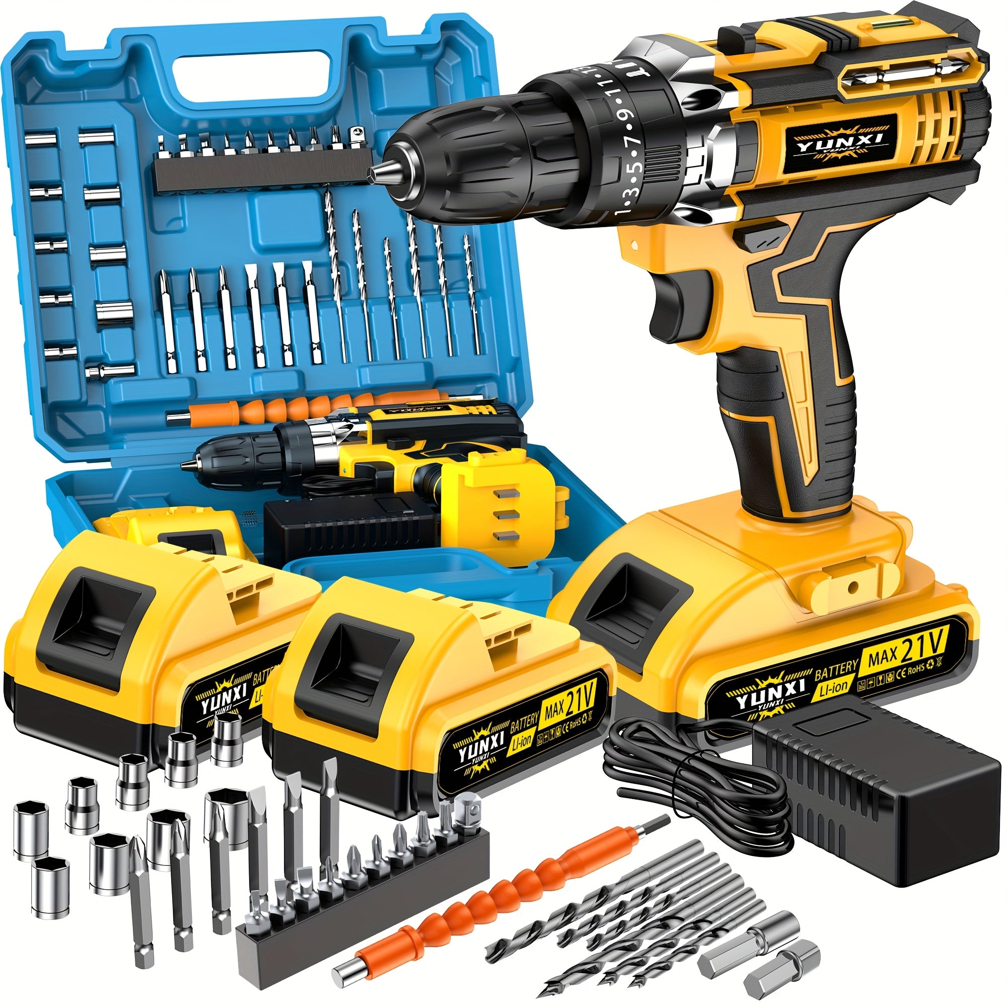 21V Cordless Drill Set Impact Drill with Battery And Quick Charger