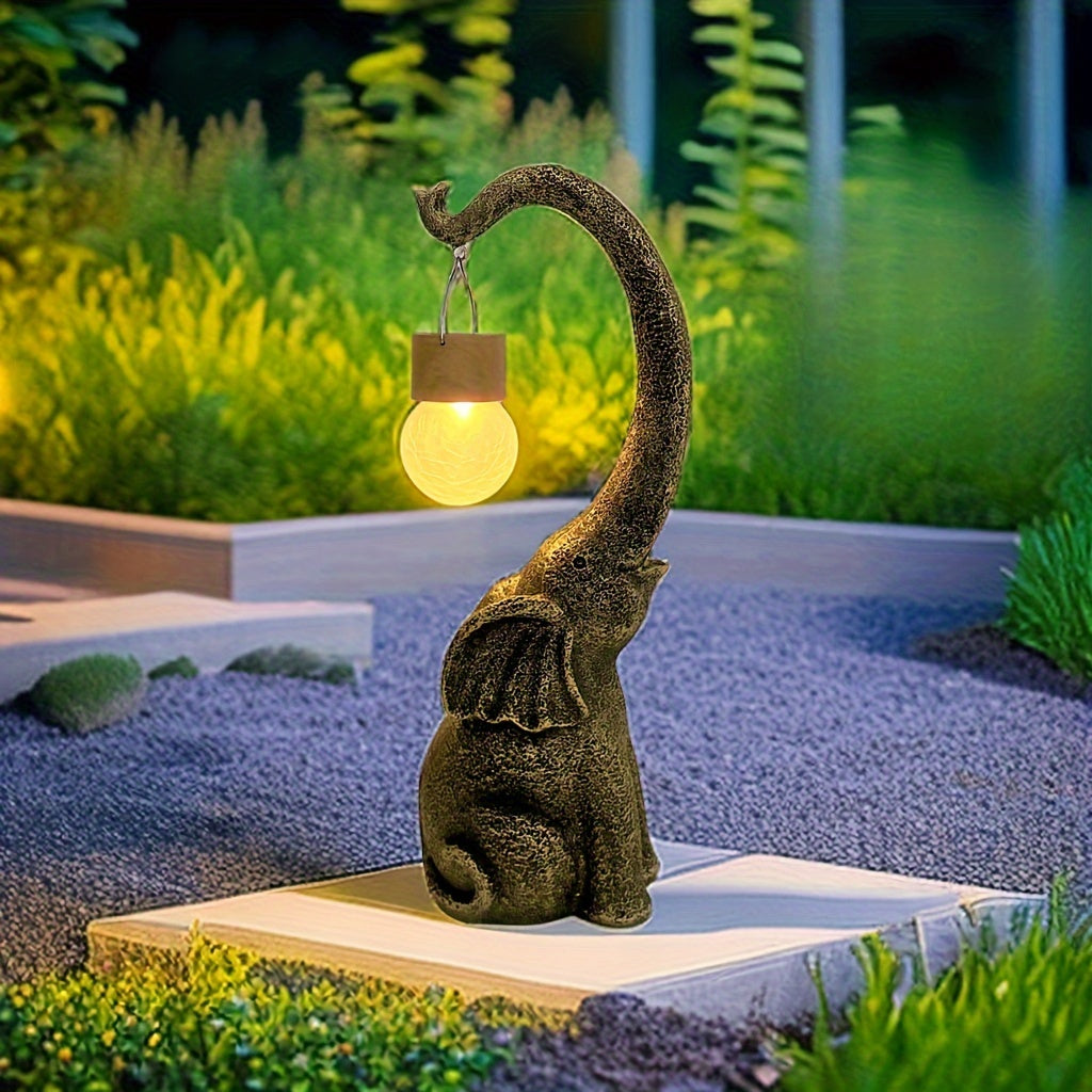 XXOASIS Solar-Powered Copper Elephant Statue Light - Perfect for Garden, Lawn, Balcony, Porch & Pond Decor | Rechargeable, Switch-Controlled Outdoor Illumination | Unique Gift Idea