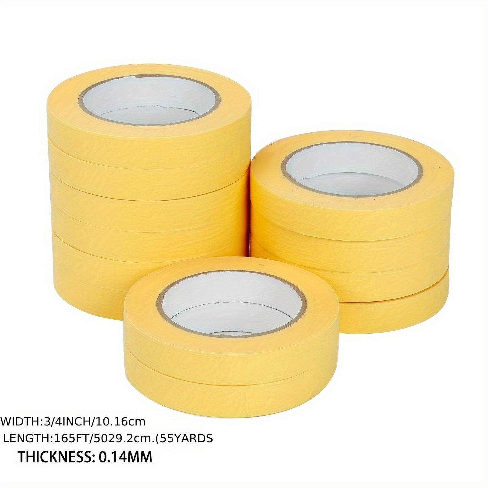 12Rolls 3/4" x165ft Masking Tape Crepe Paper Automotive Refinish 06652 Yellow