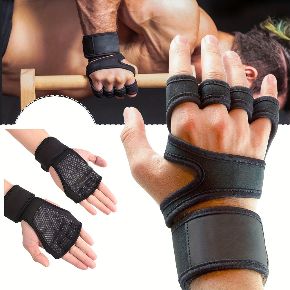 Half Finger Grip Gloves - Enhanced Wrist Support, Palm Protection, and Grip Enhancement for Weightlifting, Fitness, and Sports - Unisex, Breathable, and Comfortable