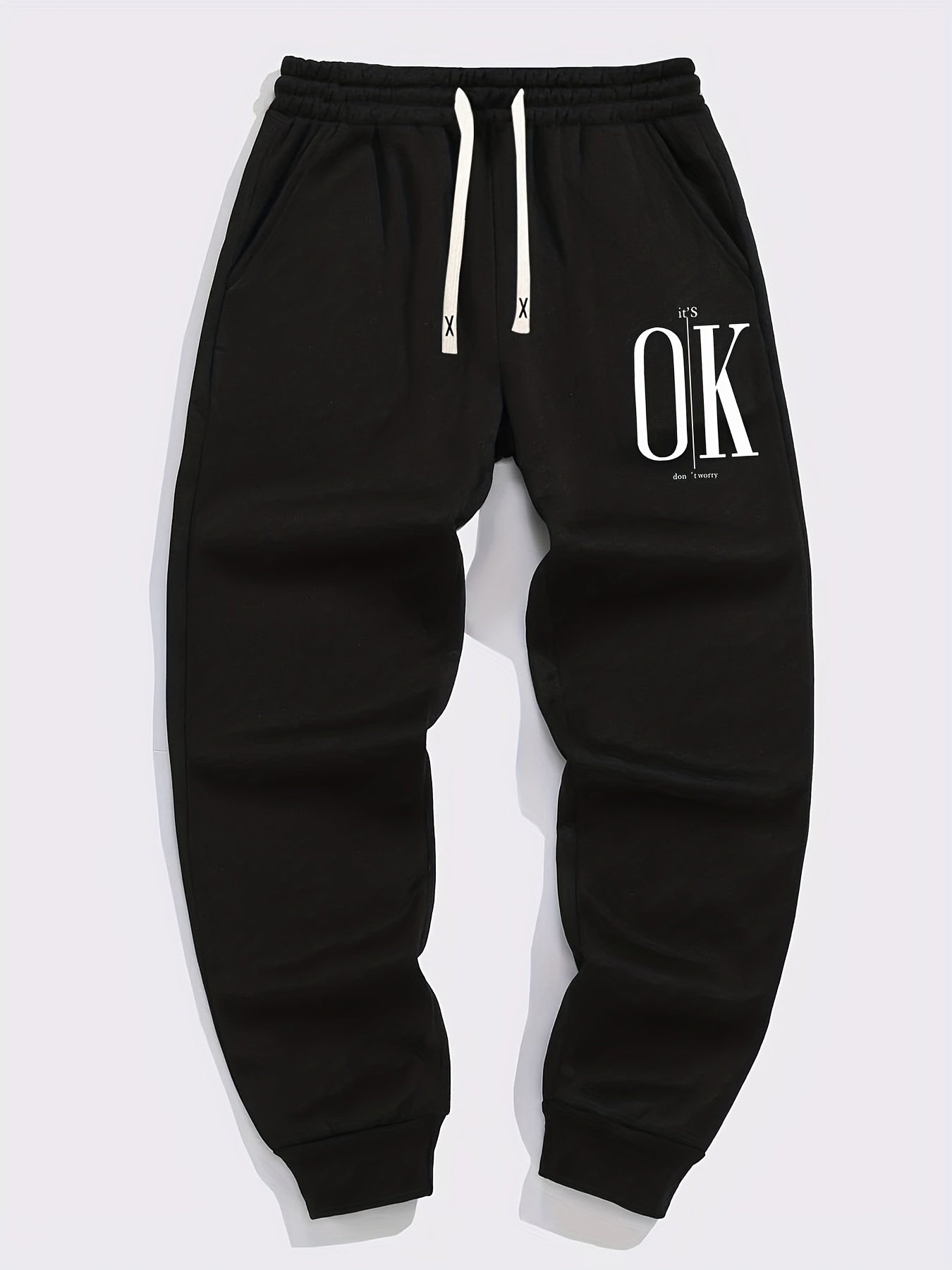 Loose Fit Printed Joggers, Men's Casual Stretch Waist Drawstring Sports Pants Sweatpants