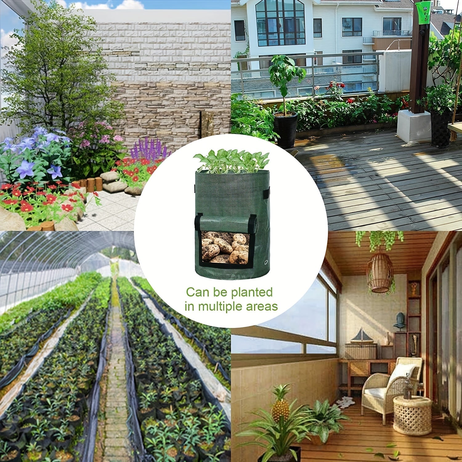 4pcs Potato Grow Bags, Potato Planters With Flap And Handles, Vegetables Garden Planting Bags For Onion, Fruits, Tomato, Carrot (7 Gallon)