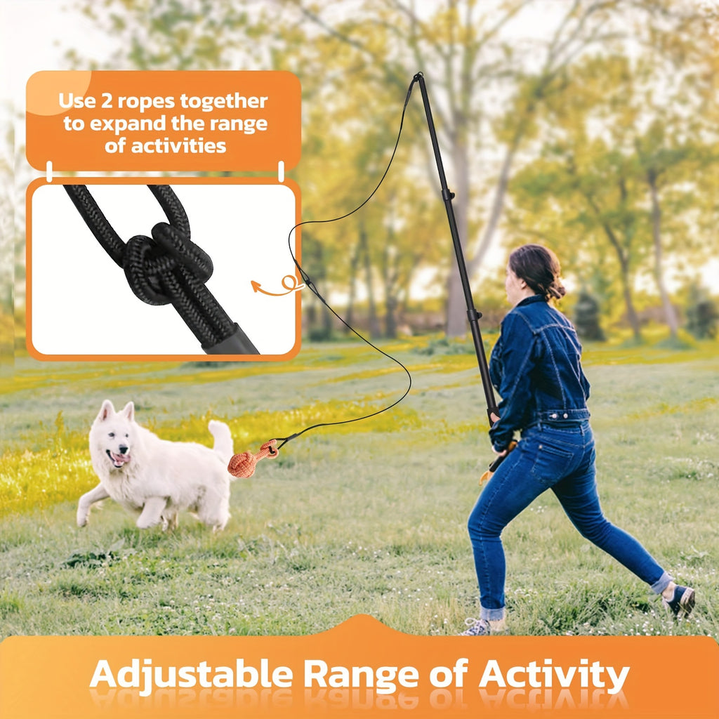 Flirt Pole For Dogs Interactive Dog Toys For Large Medium Small Dogs Chase And Tug Of War, Dog Teaser Wand With Lure Chewing Toy For Outdoor Exercise & Training (Pole-48.8inch)