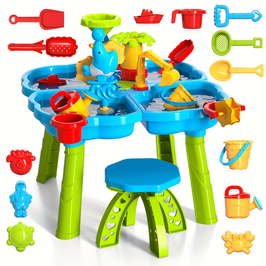 Water and Beach Four-leaf Clover Shape Table Toys, Summer Outdoor Activity for Youngsters Youngsters Boys and Girls