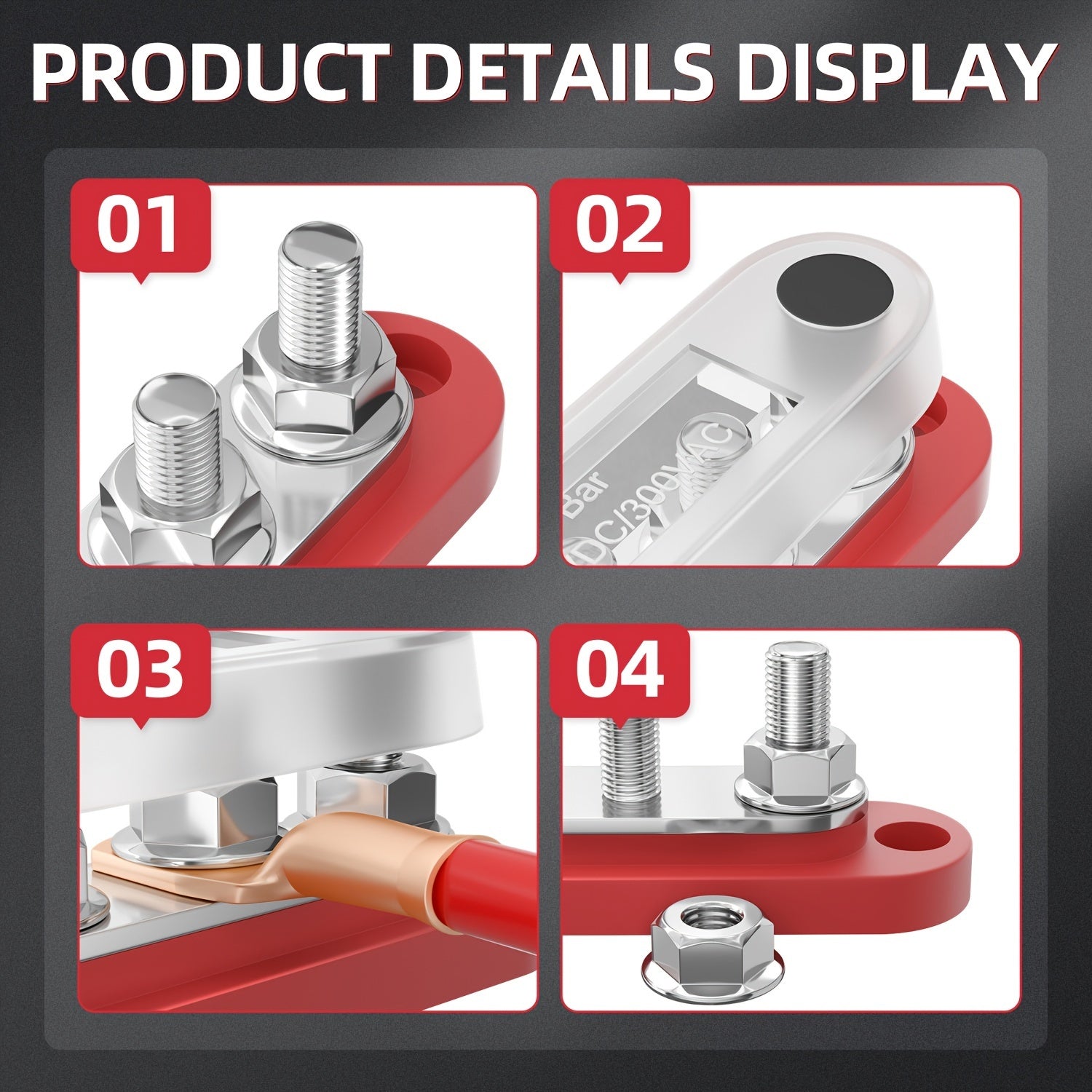 150A 48V DC Automotive Busbar, Used In Yacht, Boat, RV, Car Circuit Modification, Busbar Box.