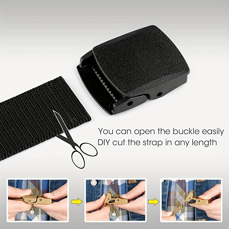 1pc Men's Automatic Buckle Tactical Canvas Belt For Work, Outdoor Sports, Military
