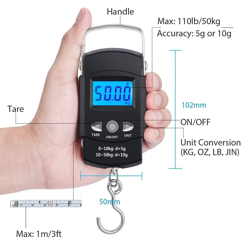1pc Portable Digital Fishing Scale with Hanging Hook -