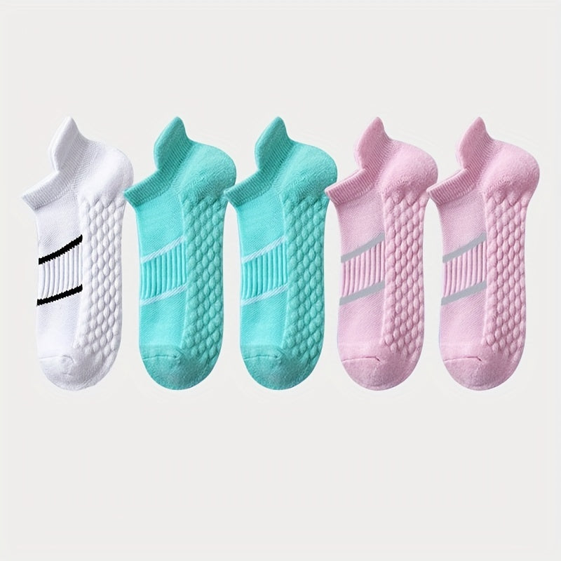 5 Pairs of Thin Mesh Men's Professional Sports Socks, Breathable Sweat-absorbing Anti-odor with Ear Lifting Heel Guard