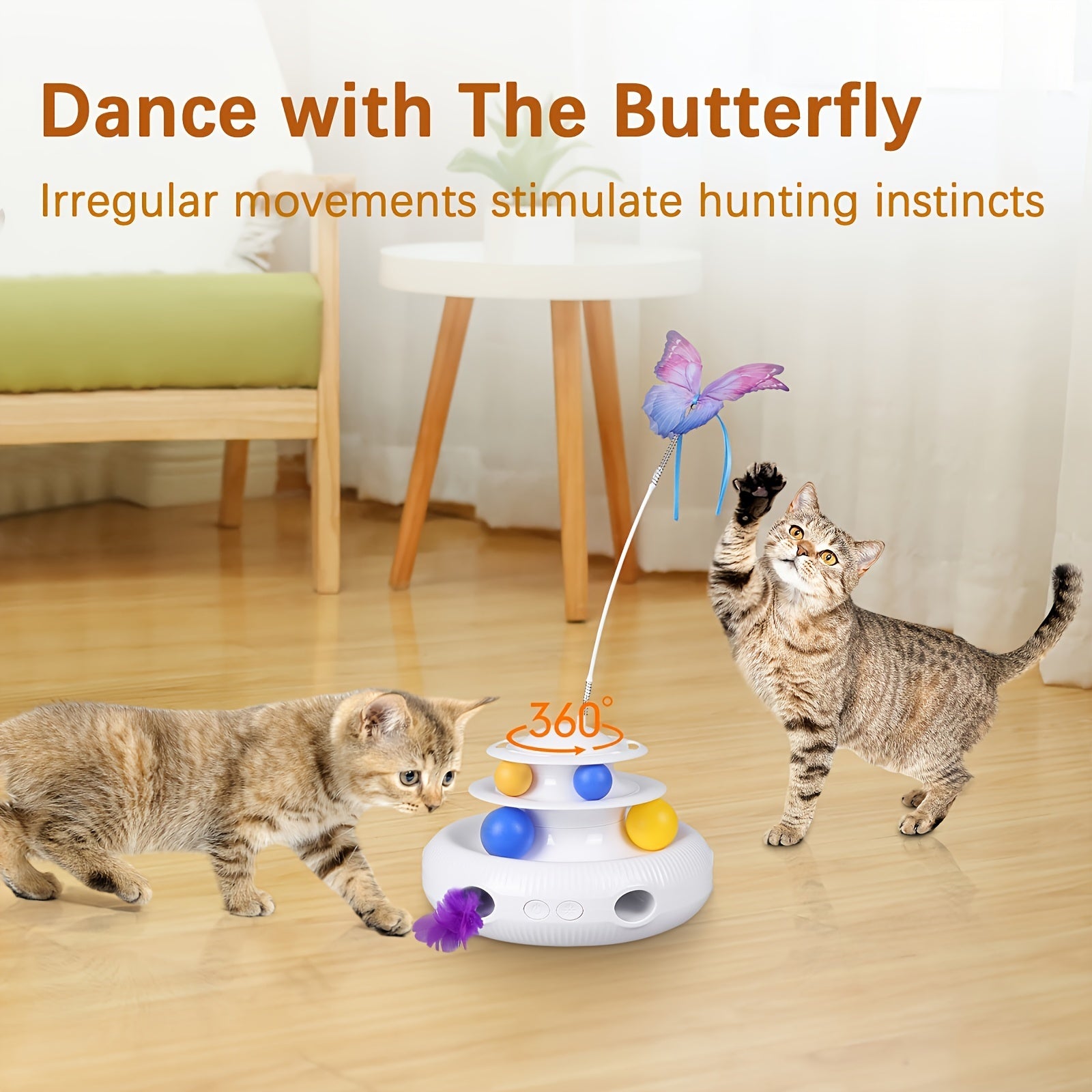 Pet Cat Butterfly Cat-teasing Stick, 3 In 1 Function Cat-teasing Toys, Automatic Cat-teasing Toys