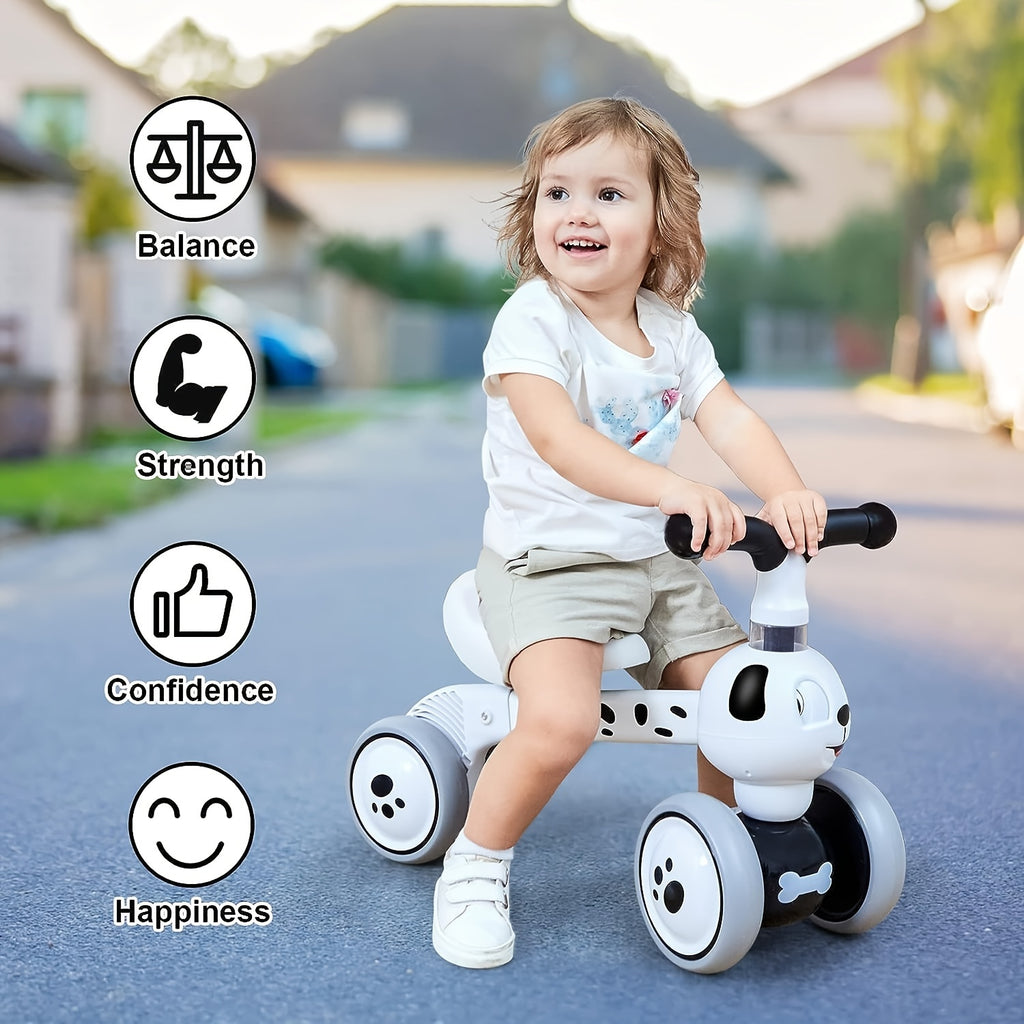 Baby Balance Bike for 1 Year Old Boy Girl First Birthday Gift, 10-36 Months Toddler Balance Bike, No Pedal 4 Wheels Ride-on Toys Indoor Outdoor, 1st Birthday Gifts Halloween Christmas Gift