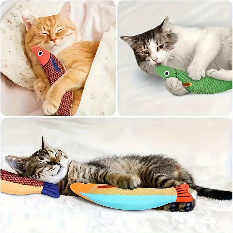 Interactive 9.4 Inches Catnip Crinkle Sound Cat Toys - 3pcs Saury Fish, Soft And Durable Kicker Toys For Indoor Kitten Exercise, All Breeds