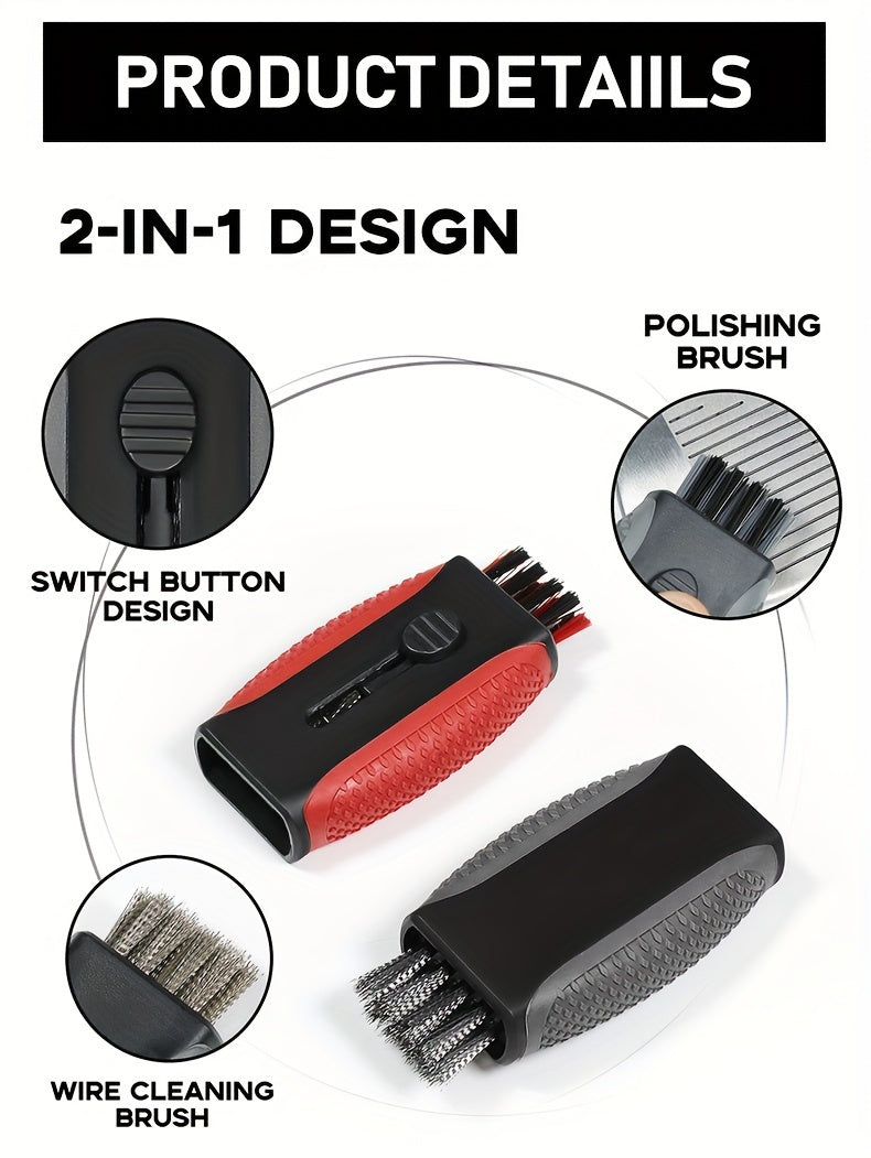 Retractable Pocket Golf Club Cleaning Brush Tool - Wire Brush Club Groove Double Side Cleaner, Golf Accessories